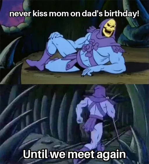 The image is a two-panel meme featuring the animated character Skeletor from 'He-Man and the Masters of the Universe'. In…