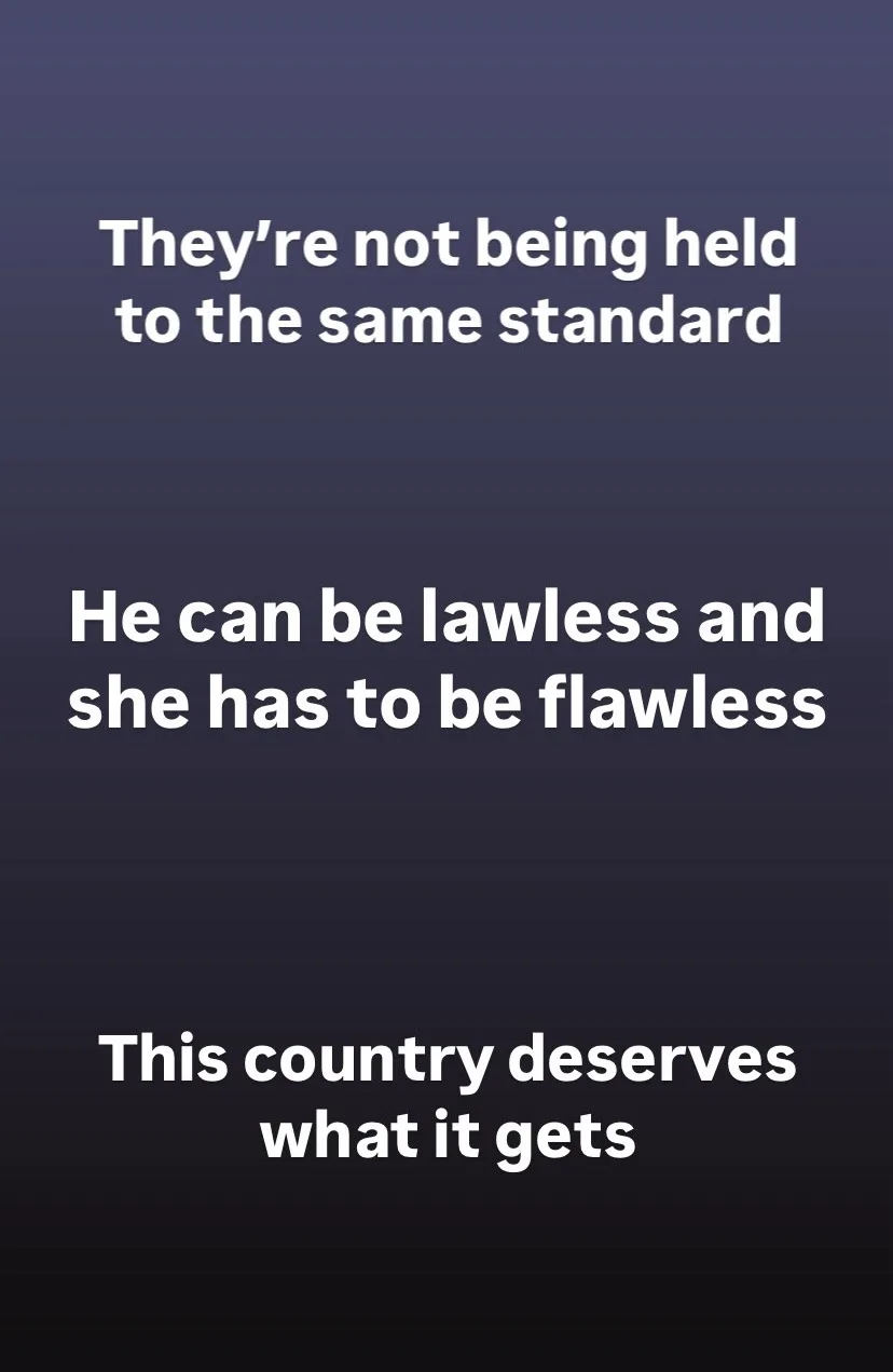 The image displays a dark gradient background with three blocks of white text. The top block reads 'They're not being held…