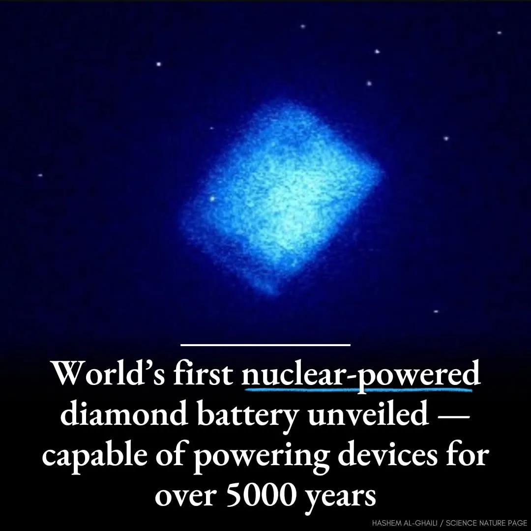 A blurry, blue, diamond-shaped object floats in a dark, starry space background. White text overlaid at the bottom reads…