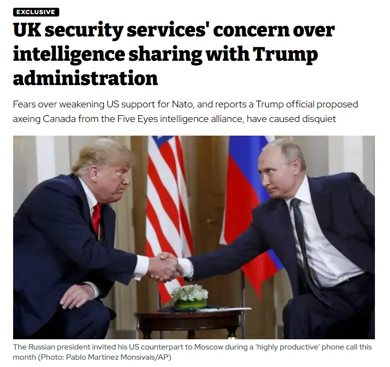 A news article screenshot shows Donald Trump and Vladimir Putin shaking hands, with American and Russian flags behind them…