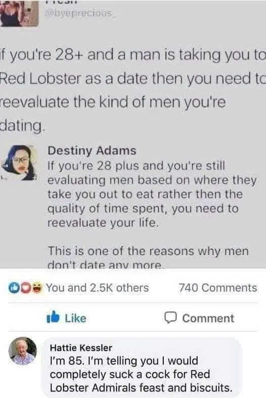 A screenshot of a social media thread where a user advises women over 28 to reevaluate men based on date venues like Red…