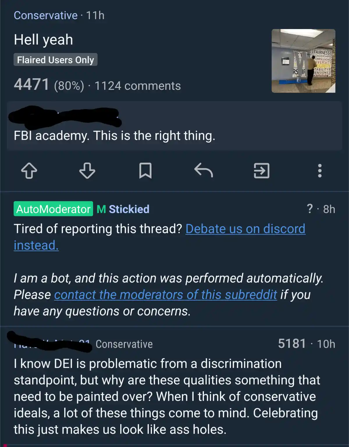 A screenshot of a Reddit thread shows a user posting a photo of someone painting over words on a wall, with the overlaid…