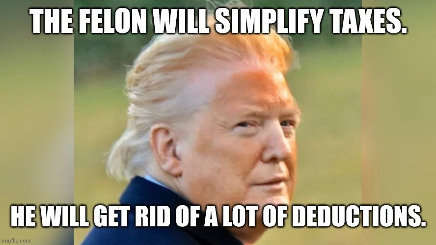 A close-up photo of Donald Trump looking sideways with a serious expression, overlaid with bold white text stating 'THE…