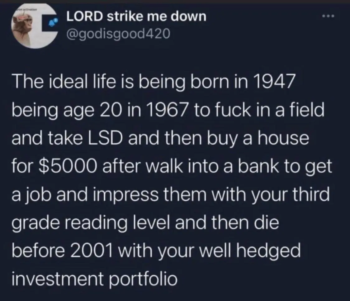 A screenshot of a tweet from user @godisgood420 with a monkey profile picture, displaying a long text describing an…