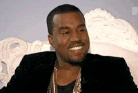 A six-panel image grid shows Kanye West transitioning from a wide, confident smile to a progressively more serious…