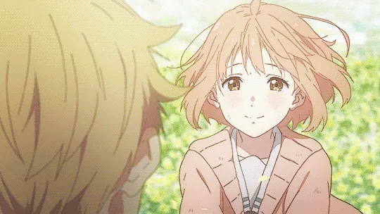 A three-panel anime image shows a young man and woman holding hands, with the top panels showing their faces and the bottom…