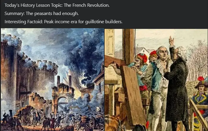 The image is split into two historical illustrations. The left shows a chaotic battle scene with smoke rising from burning…