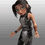 Six panels show a 3D animated female character with dark hair and tattoos, displaying escalating expressions of shock and…
