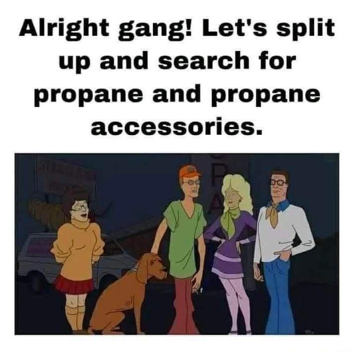 The image shows the Scooby-Doo gang — Shaggy, Scooby-Doo, Fred, Daphne, and Velma — standing together at night. The overlaid…