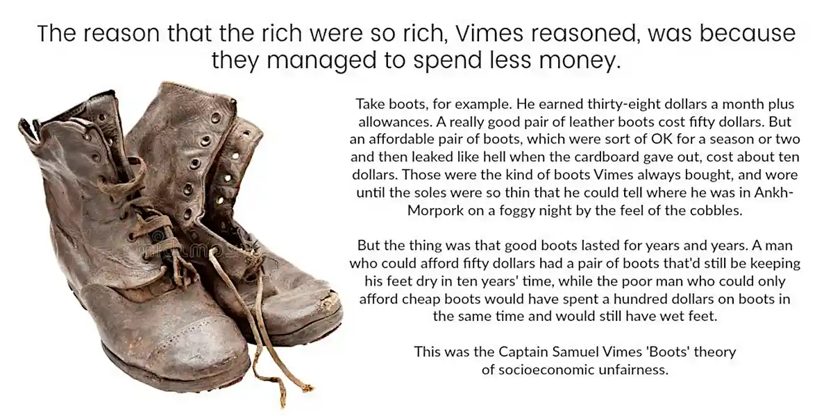 A pair of worn, tattered, and visibly deteriorated brown leather boots with frayed laces and thin soles are shown against a…