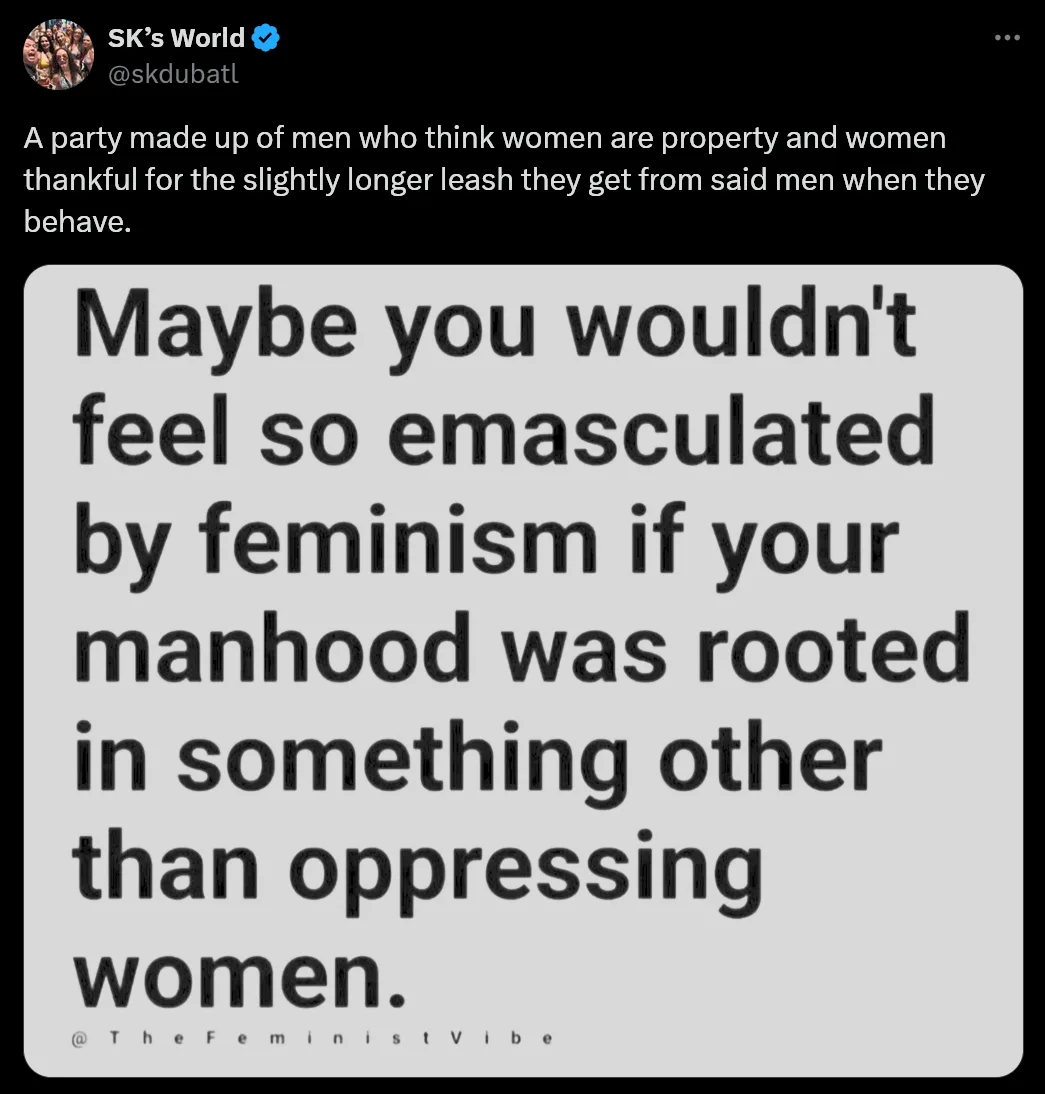 A screenshot of a tweet from 'SK's World' featuring a gray box with bold black text that reads: 'Maybe you wouldn't feel so…