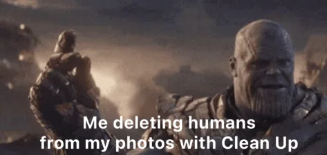 The image shows six panels of Thanos from the Avengers movies, each panel showing him raising his hand with the Infinity…