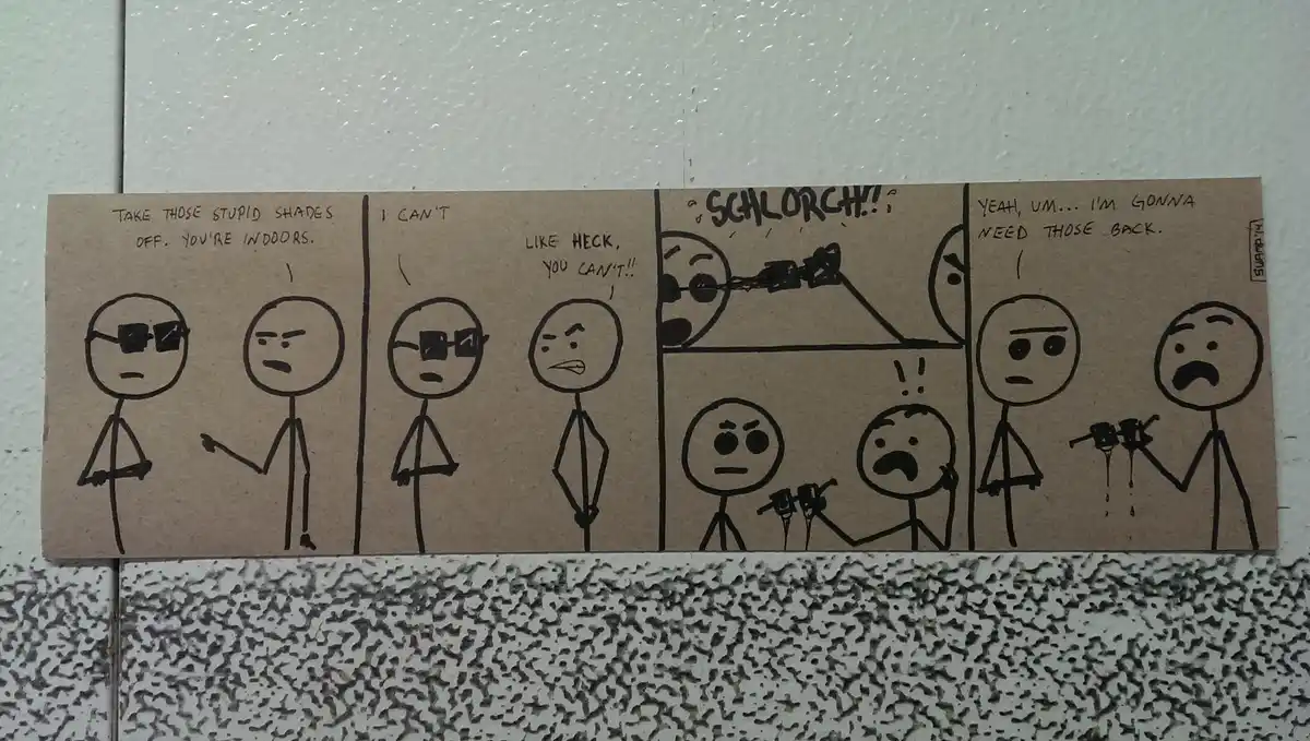 Creating Comics on Milk Carton Cardboard at Work
