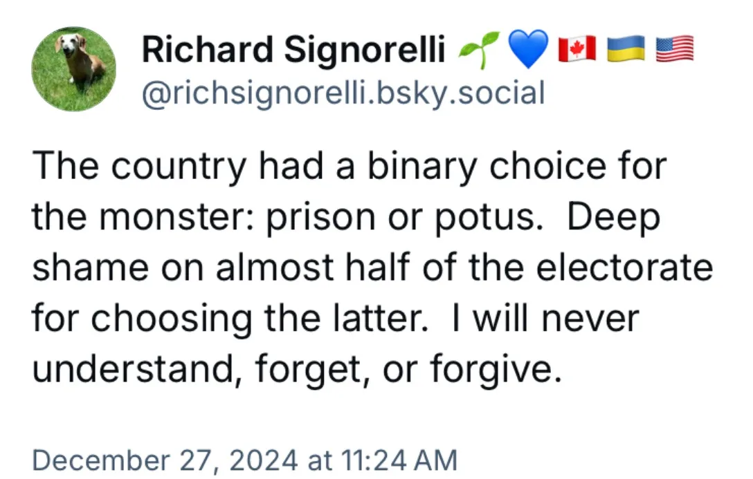 A screenshot of a social media post by Richard Signorelli, showing his profile picture of a dachshund, his handle, and a…
