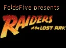 A collage of six pixel art images from a game or project called 'FoldsFive' that parodies 'Raiders of the Lost Ark' with…