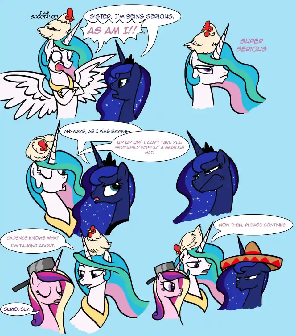 A comic strip featuring characters from My Little Pony: Friendship is Magic, specifically Cadance and Twilight Sparkle, with…