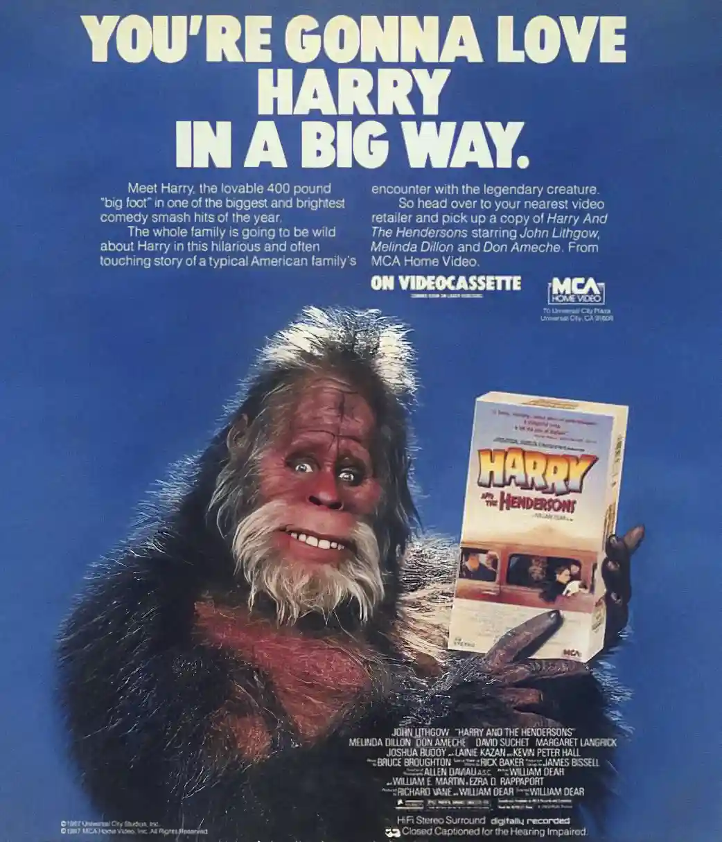 Throwback to the Classic: Harry and the Hendersons Home Video Ad from 1987