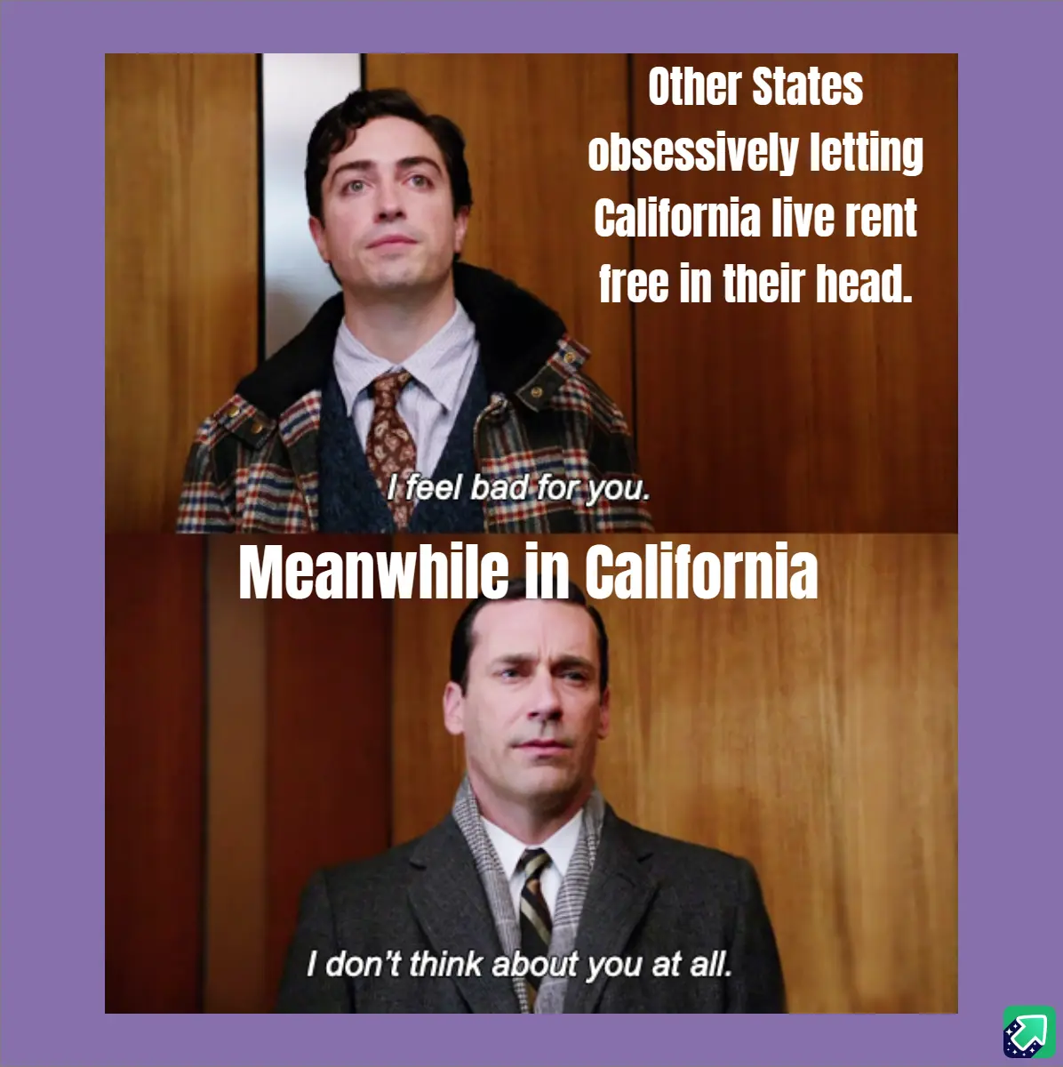 The image is a two-panel meme featuring actor Zachary Quinto in the top panel with text 'Other States obsessively letting…