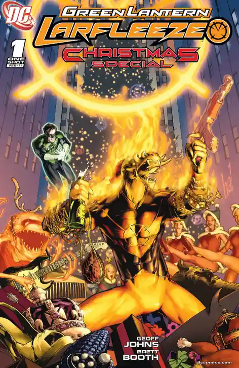 The image is a comic book cover for 'Green Lantern: Larfleeze Christmas Special #1', featuring the villain Larfleeze in a…