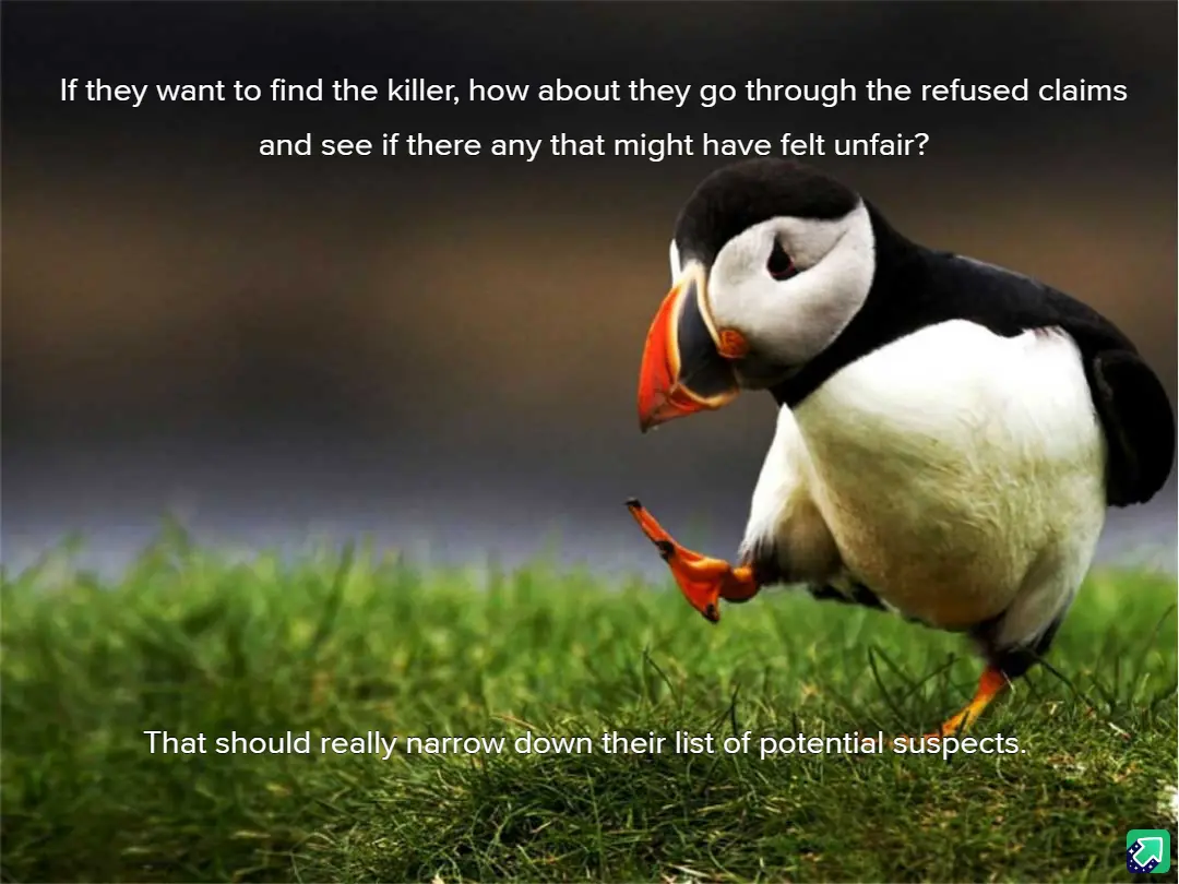 A puffin stands on green grass, looking down with one foot lifted, as if contemplating. White text overlaid at the top asks…