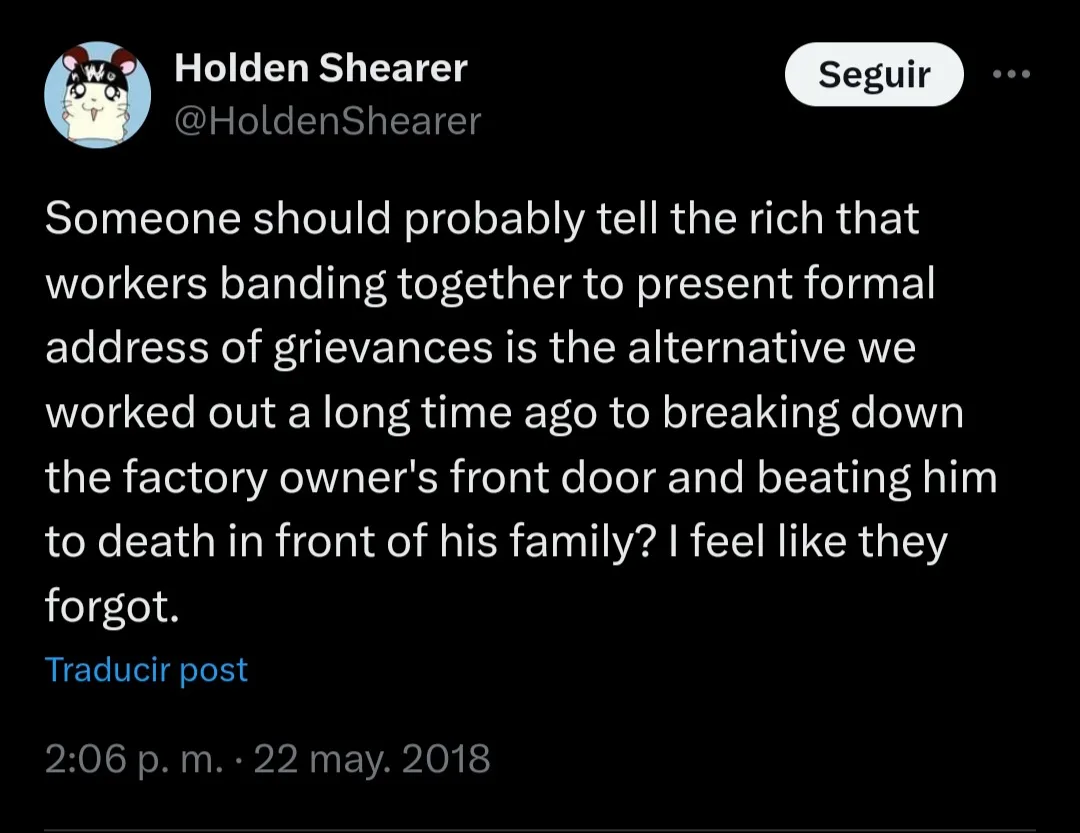 A screenshot of a Twitter post by Holden Shearer, showing a black background with white text. The post humorously suggests…