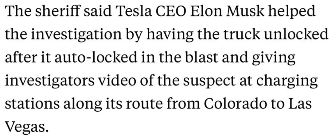 The image is a plain white background with black text that reads: 'The sheriff said Tesla CEO Elon Musk helped the…
