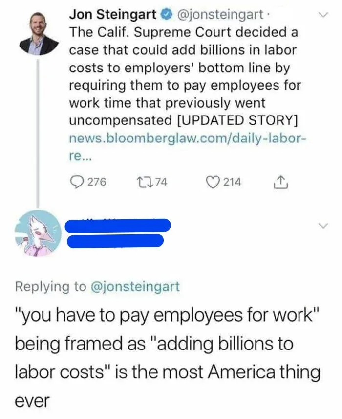 A screenshot of a Twitter thread shows Jon Steingart's tweet about a California Supreme Court ruling that could add billions…