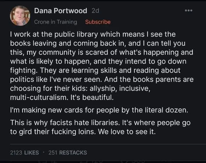 A screenshot of a Reddit post by user 'Dana Portwood' with a dark background and white text. The post details her experience…