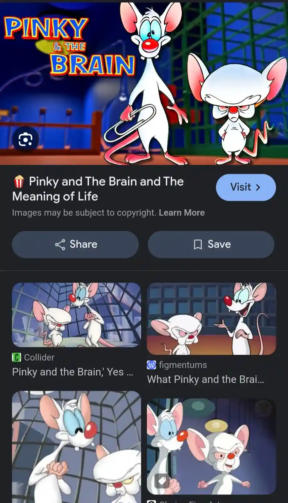 The image shows two cartoon mice, Pinky and The Brain, from the animated series 'Pinky & The Brain'. The Brain, taller and…