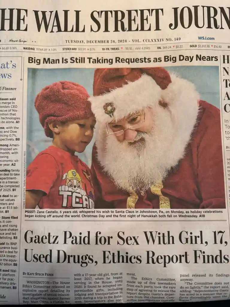 Let’s keep Santa in the dark about the second headline...