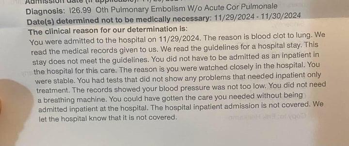 A close-up photo of a medical document titled 'Diagnosis: 126.99 Oth Pulmonary Embolism W/o Acute Cor Pulmonale' with a date…