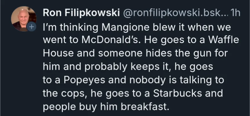 A screenshot of a tweet by Ron Filipkowski showing a dark background with white text. The tweet humorously claims that a…