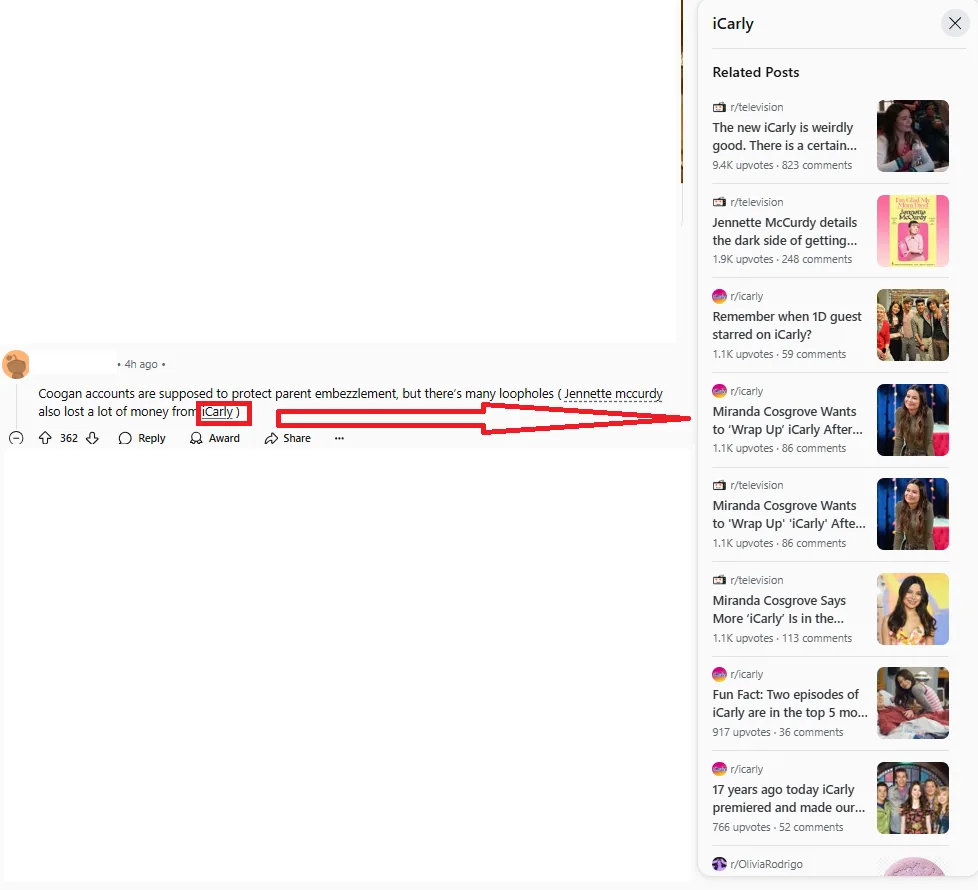 A Reddit comment screenshot where a user discusses how Coogan accounts can be bypassed, noting that Jennette McCurdy also…