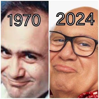 The image is a side-by-side comparison of two photos of the same man. The left photo, labeled '1970', shows a younger man…