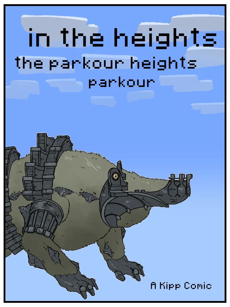 A pixel-art style image shows a large, armored, rat-like creature with mechanical limbs and a cannon-like head, floating…
