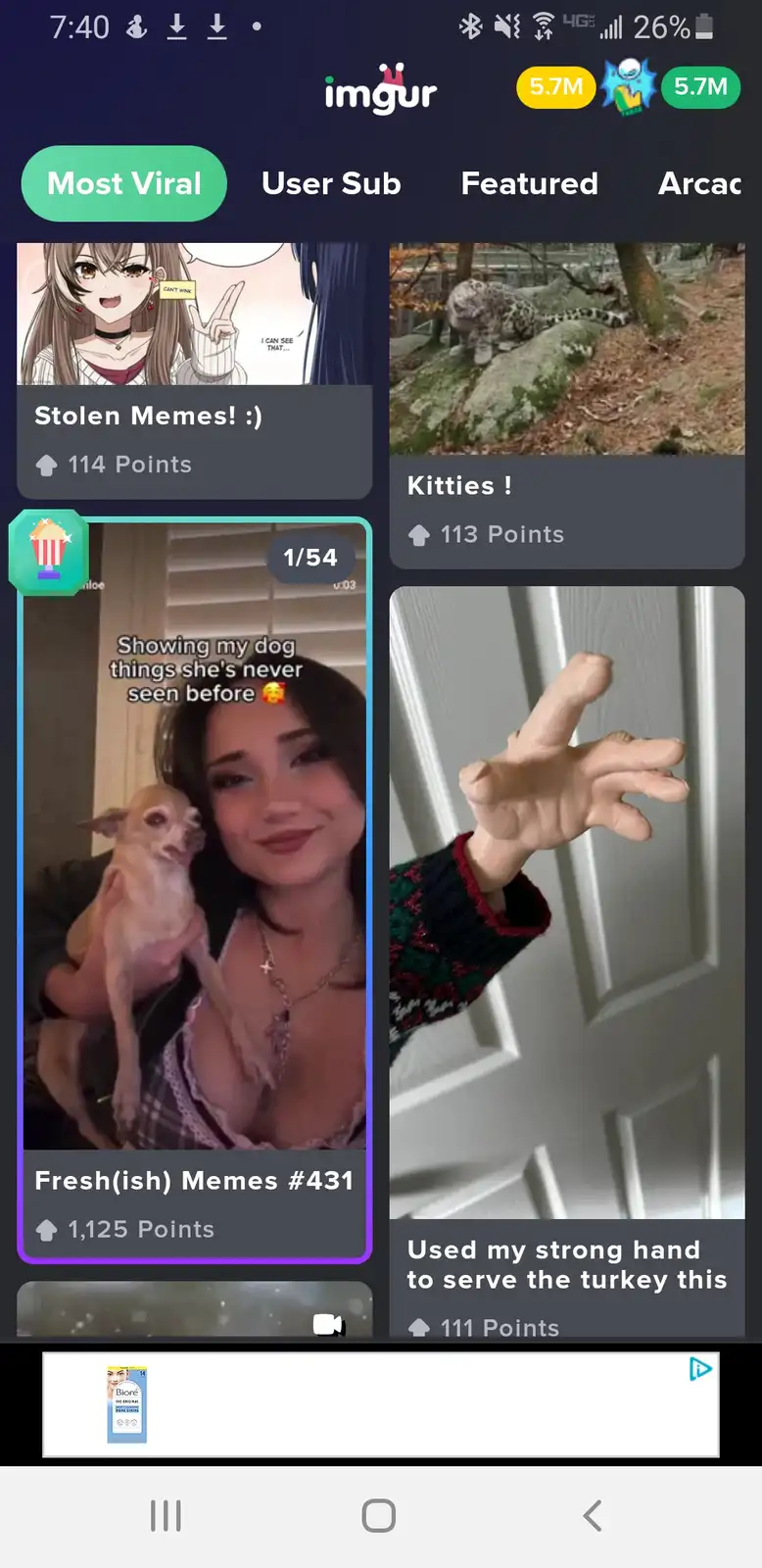 A screenshot of an Imgur page showing a highlighted meme thumbnail. The thumbnail features a woman holding a small…