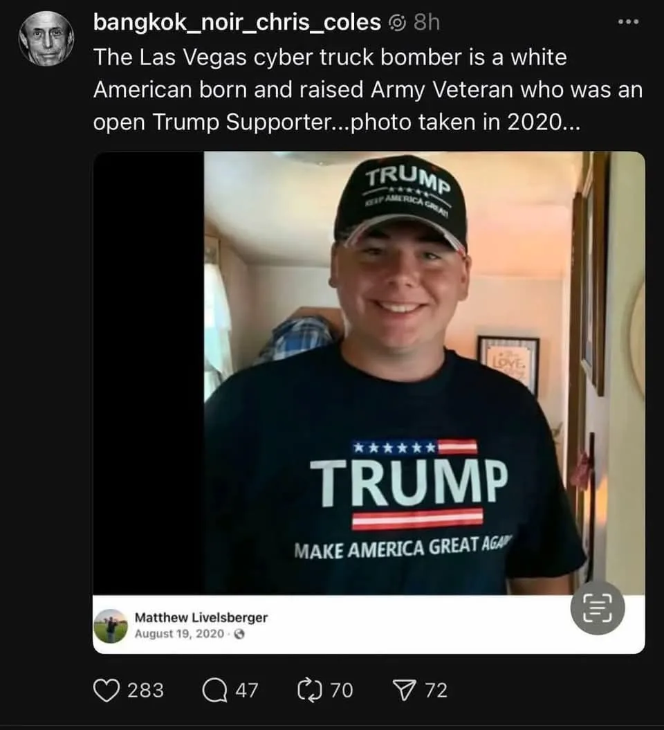 A screenshot of a Facebook post from August 19, 2020, showing a young white man smiling at the camera. He wears a black…