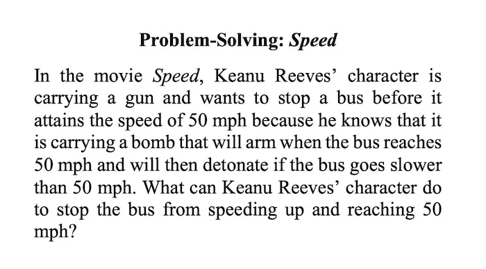 The image displays a text-based problem-solving prompt titled 'Problem-Solving: Speed'. It describes a scenario from the…