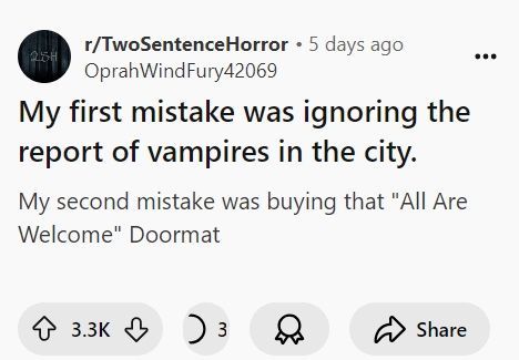 Imagine a Hilarious Short Story: Two Vampires Debate the Meaning of a 'Welcome' Mat