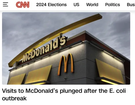 A screenshot of a CNN news article header showing a McDonald's restaurant with its iconic golden arches and sign. The…