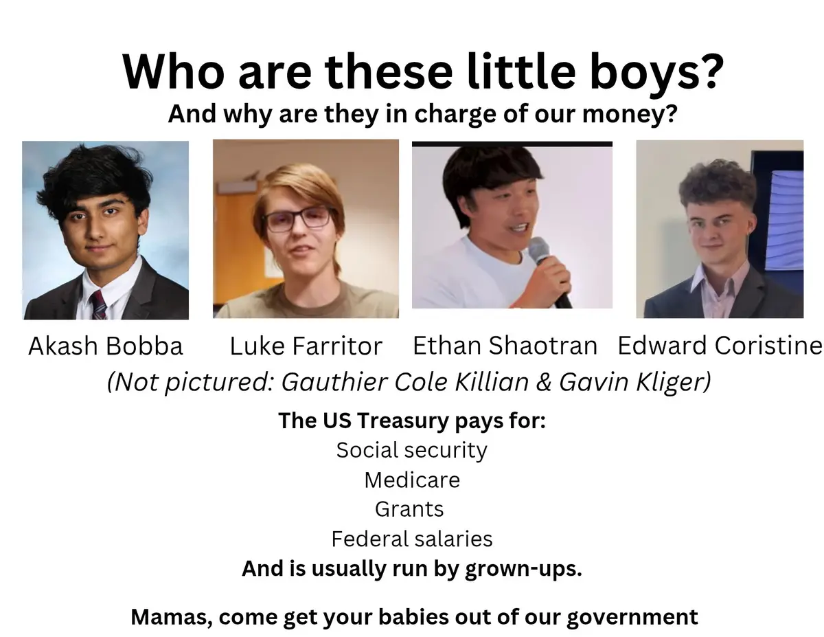 The image displays four young men, each with their names labeled below: Akash Bobba, Luke Farritor, Ethan Shaotran, and…