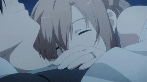 The image displays two rows of identical anime-style panels showing a young man with brown hair sleeping peacefully in bed…