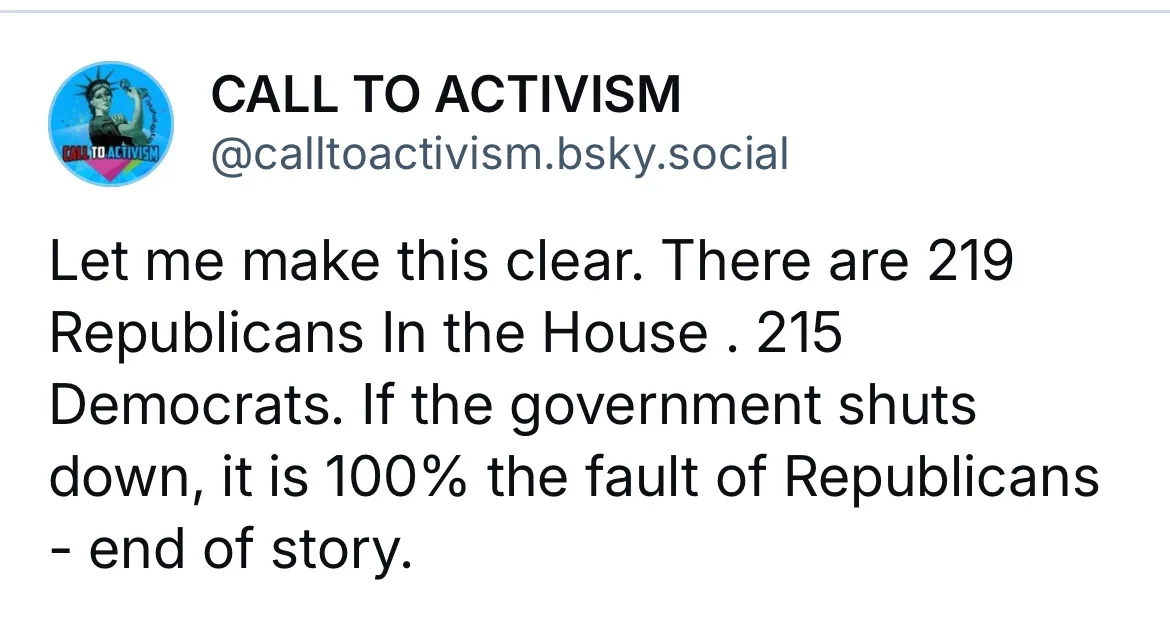 A screenshot of a social media post from 'CALL TO ACTIVISM' with a profile picture of the Statue of Liberty flexing. The…