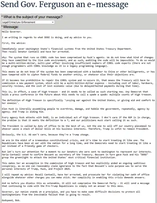 An Open Letter to My Governor: Sent Through Their Official Website