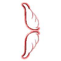 A minimalist red outline of a pair of sunglasses, resembling a stylized bowtie or abstract shape, is centered on a plain…