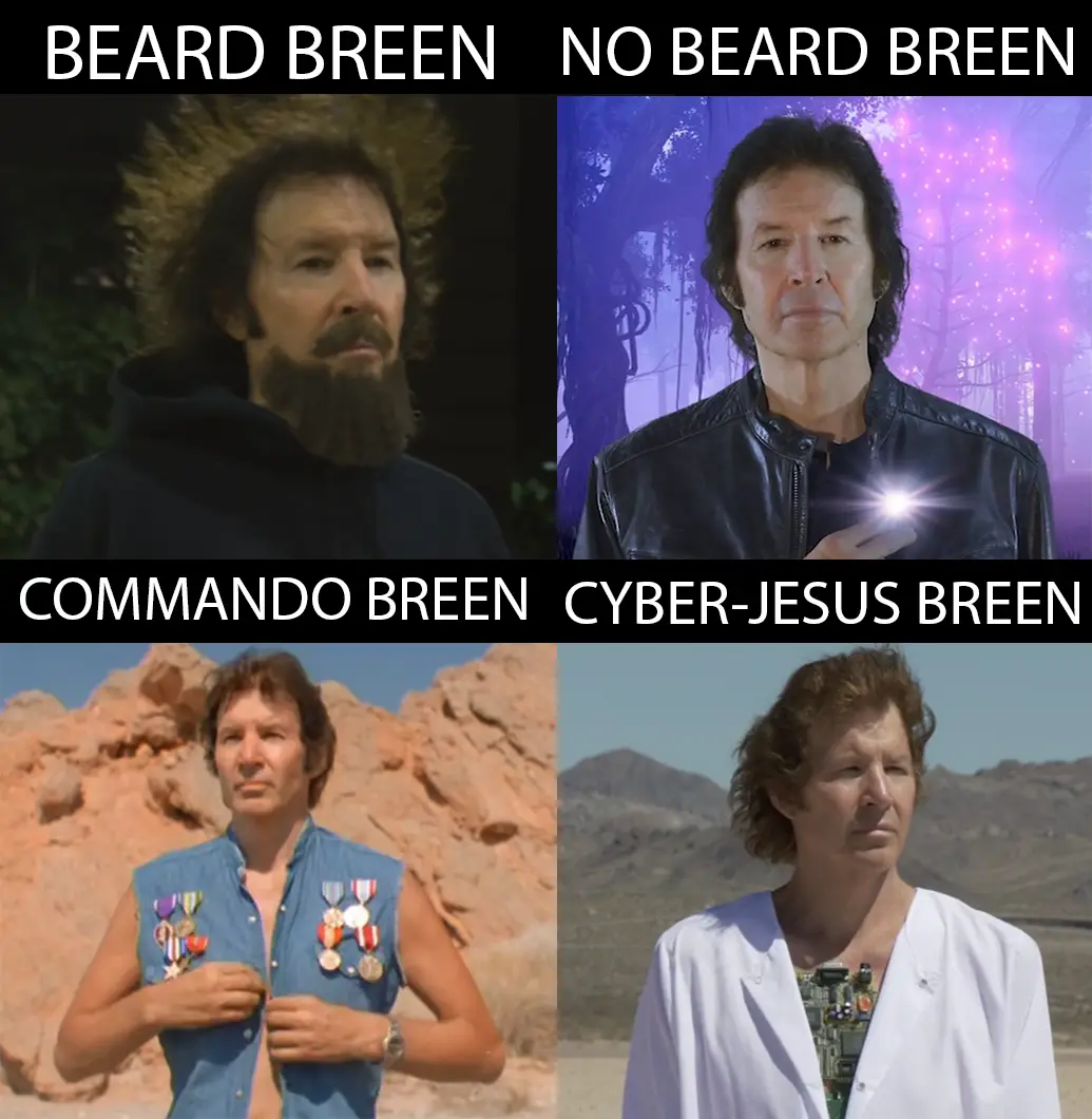 A four-panel meme featuring actor David Bowie in four different costumes and settings, each labeled with a humorous title…