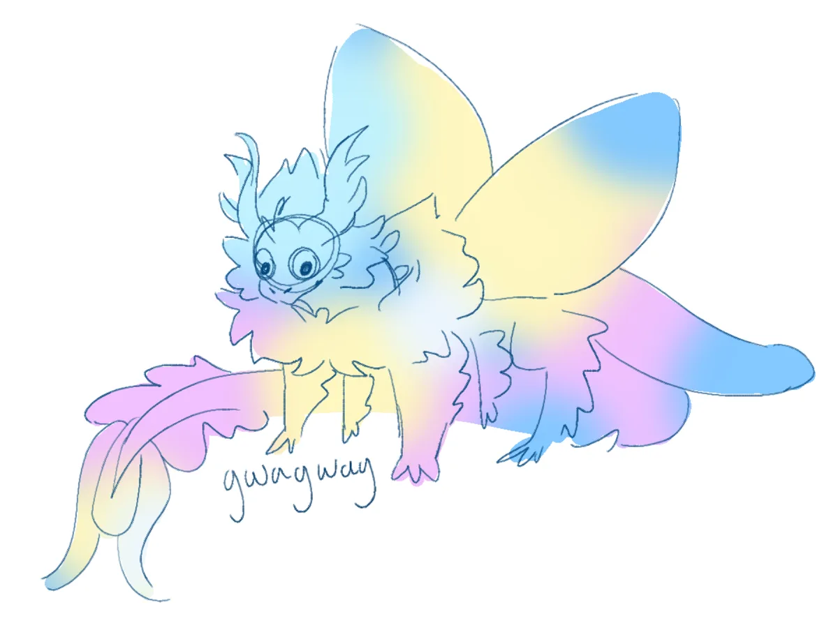 A whimsical, cartoon-style dragon-like creature with large, expressive eyes and a fluffy, spiky mane is depicted in a…
