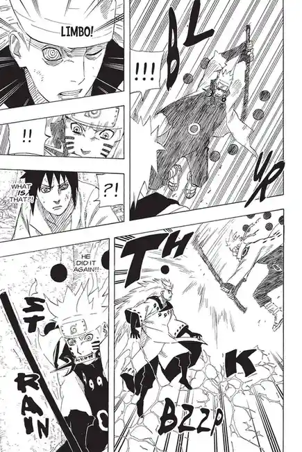 A manga panel shows Naruto using a powerful jutsu called 'Limbō' (Limbo), which creates a barrier of black spheres that…