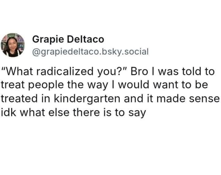 A screenshot of a social media post by 'Grapie Deltaco' with a profile picture of a woman. The post text reads: "What…