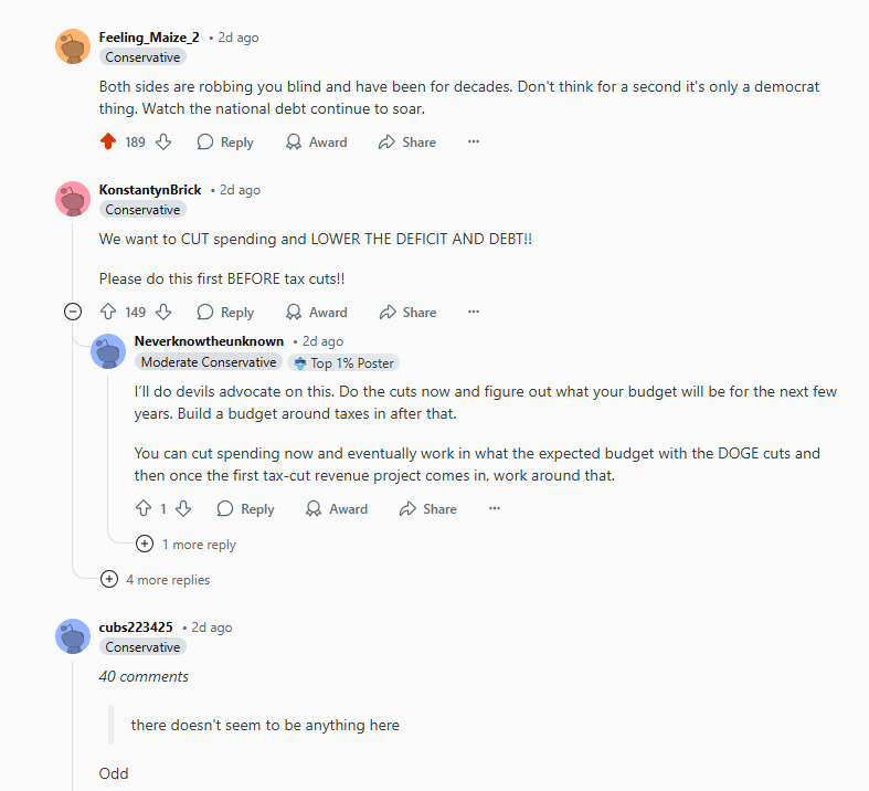 A screenshot of a Reddit thread shows a user named 'cubs223425' posting 'there doesn't seem to be anything here' under a…